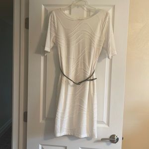 White dress with belt